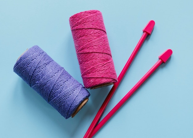 Free photo knitting needles and wool