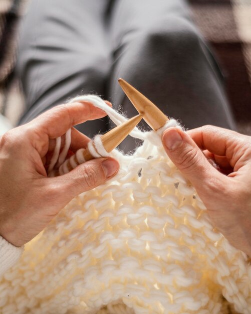 Knitting tools close up