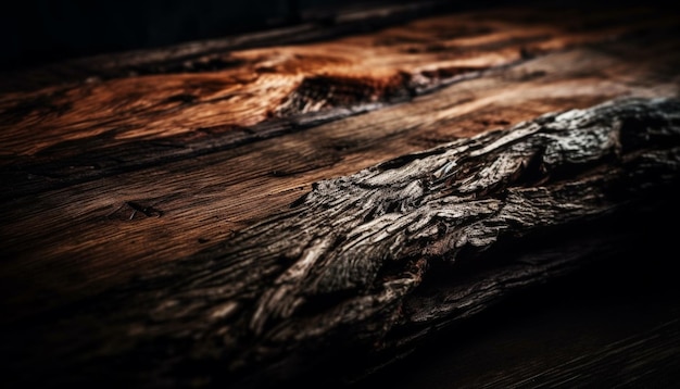 Free photo knotted wood plank weathered and stained outdoors generated by ai