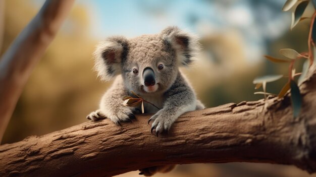 Free photo a koala bear on a tree branch