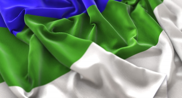 Бесплатное фото Флаг республики коми украл красиво машущий макрос крупным планом