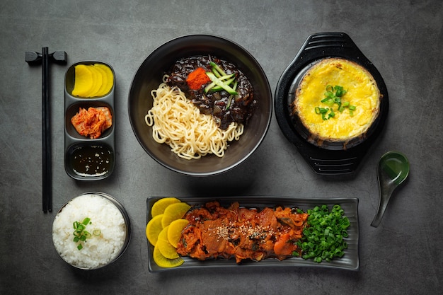 Korean food;Jeyuk Bokkeum or fried pork in korean style sauce