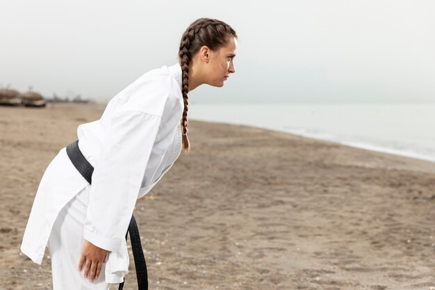 Kung fu fighter in martial arts costume