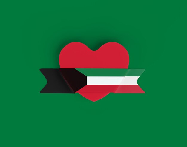 Kuwait Flag Heart Banner