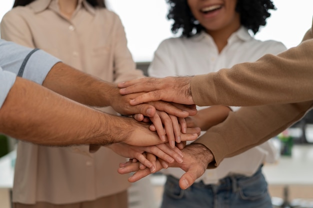 Free photo labor union members working together