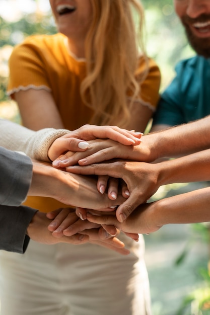 Labor union members working together