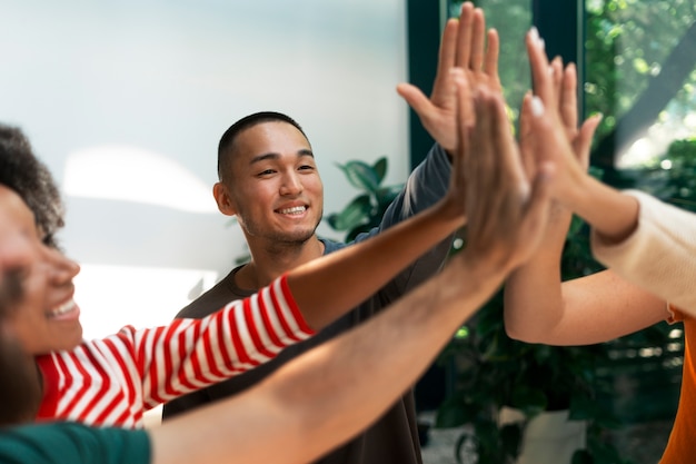 Free photo labor union members working together