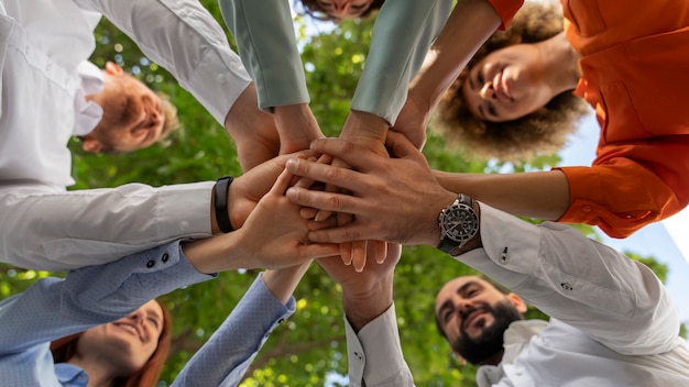 Free photo labor union members working together