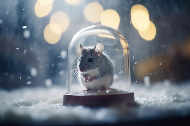 Бесплатное фото Лабораторная мышь в стеклянной клетке generative ai