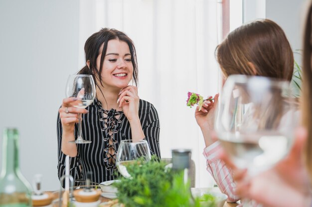 Ladies drinking wine together