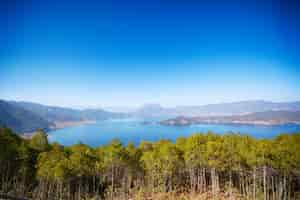 Foto gratuita lago in una foresta visto dall'alto