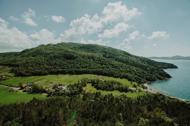 Lake surrounded by rocky landscape