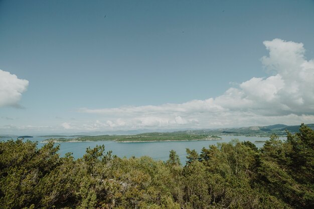 Lake surrounded by rocky landscape