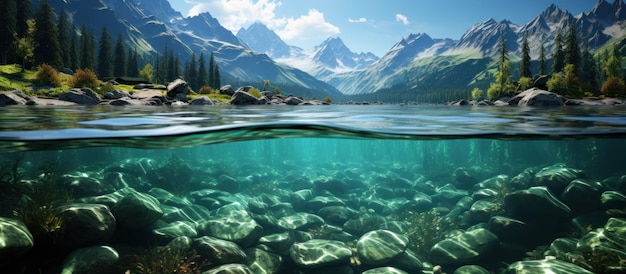 Free photo lakes with clear waters surrounded by high peaks