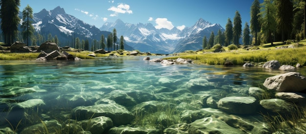 Lakes with clear waters surrounded by high peaks