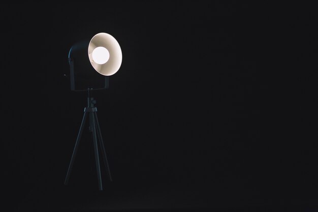 Lamp on tripod in studio