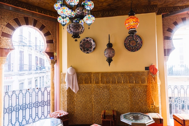 Lamps in arab restaurant