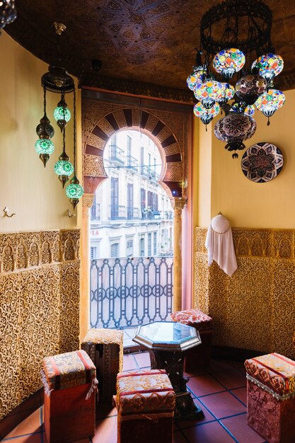 Lamps in arab restaurant