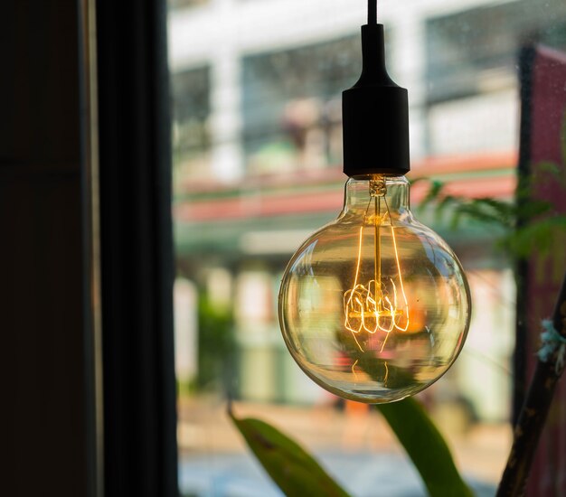 lamps in a modern cafe