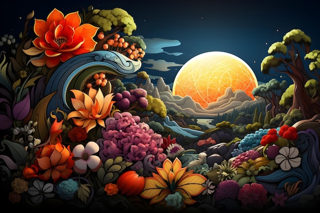 Земля цветов иллюстрация произведения искусстваjpg