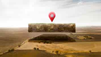 Free photo land plot with nature landscape and location pin