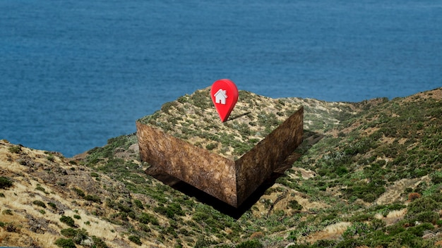 Foto gratuita terreno con paesaggio naturale e segnaposto