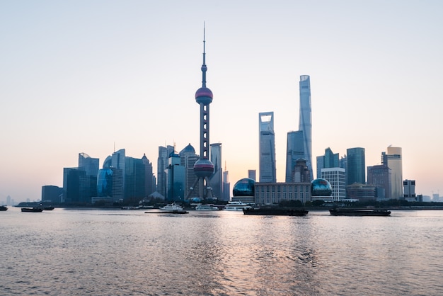 landmarks of Shanghai along Huangpu river