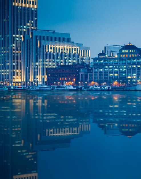 Landmarks of Shanghai with Huangpu river