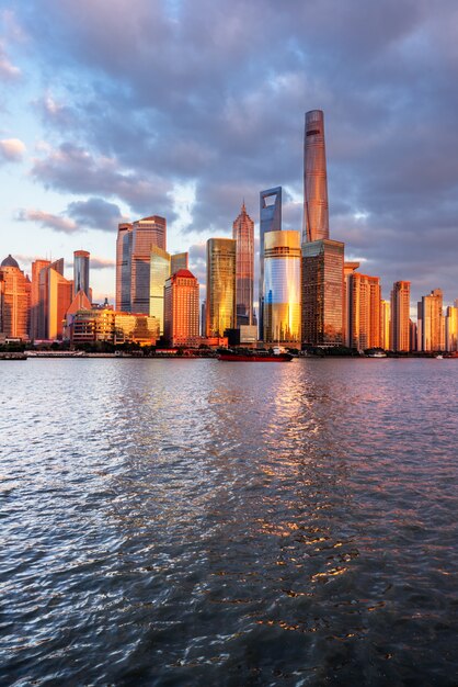 landmarks of Shanghai with Huangpu river