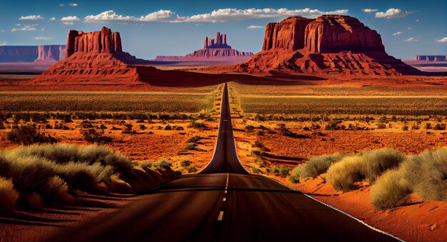 Пейзажное приключение Долина монументов Навахо Горная красота Генеративный ИИ