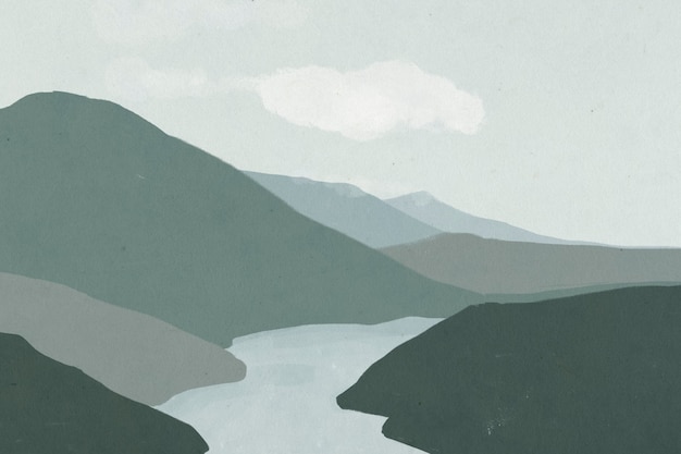 Free Photo landscape background of mountains with river illustration