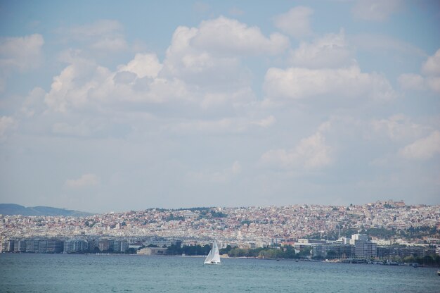 Landscape of city with a beach