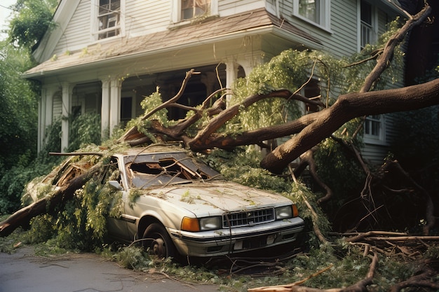 Free photo landscape of extreme typhoon damage