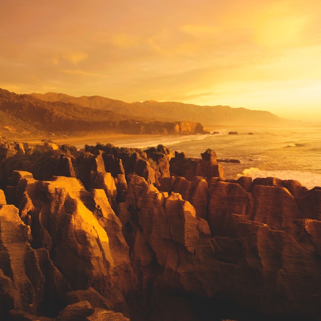 Landscape of mountain cliff by the beach coast nature scenic