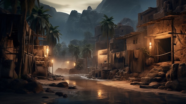 Free photo landscape scene from ancient baghdad inspired by video games