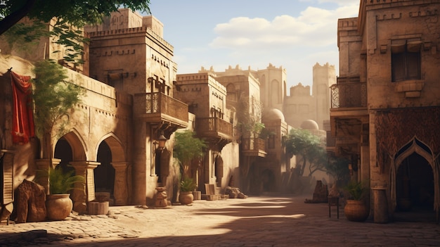 Free photo landscape scene from ancient baghdad inspired by video games