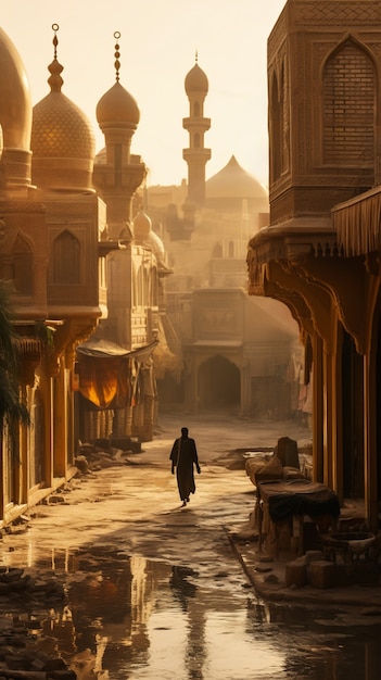 Landscape scene from ancient baghdad inspired by video games