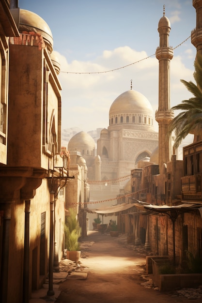 Free photo landscape scene from ancient baghdad inspired by video games