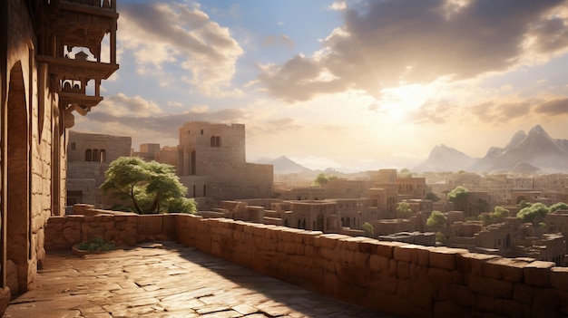 Free photo landscape scene from ancient baghdad inspired by video games