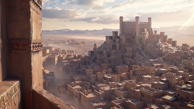 landscape scene from ancient baghdad inspired by video games