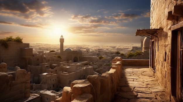 Пейзажная сцена из древнего Багдада, вдохновленная видеоиграми