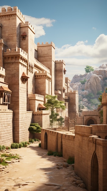 Free photo landscape scene from ancient baghdad inspired by video games