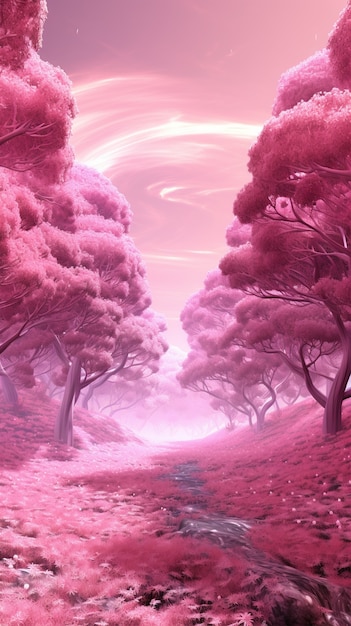 Бесплатное фото Пейзаж с пурпурной природой