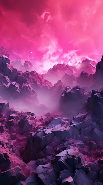 Landscape scenery with magenta nature