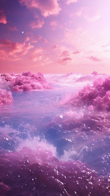 Landscape scenery with magenta nature