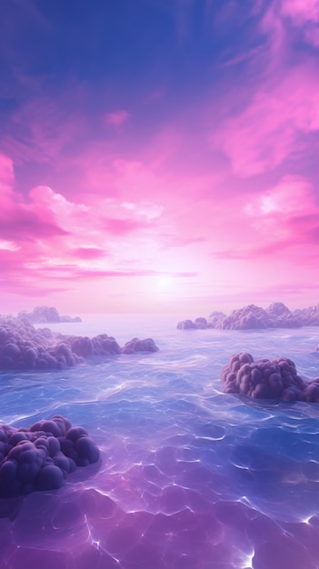 Landscape scenery with magenta nature