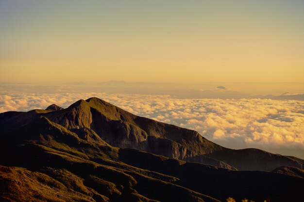 Landscape shot from the mountains with the clouds visible in the distance