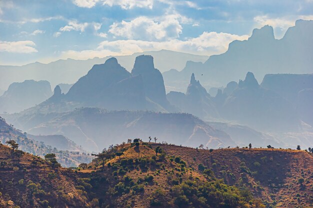 Landscape shot of Simien Mountains National Park in Amhara, Ethiopia