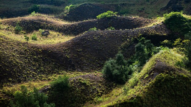 風景。火山バトゥール山。バリ。インドネシア