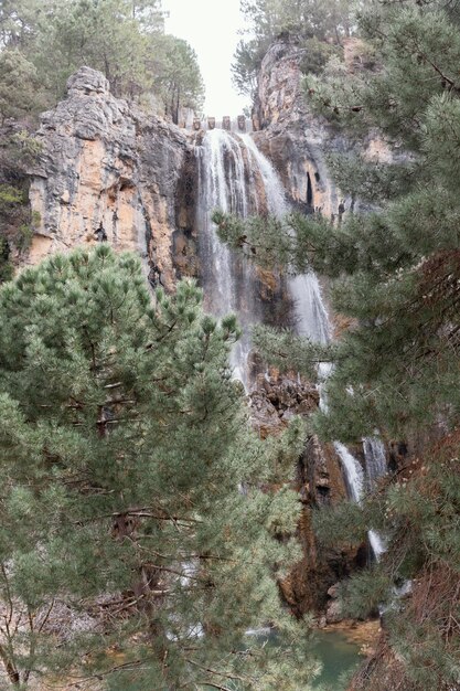 Landscape of waterfall in mountains